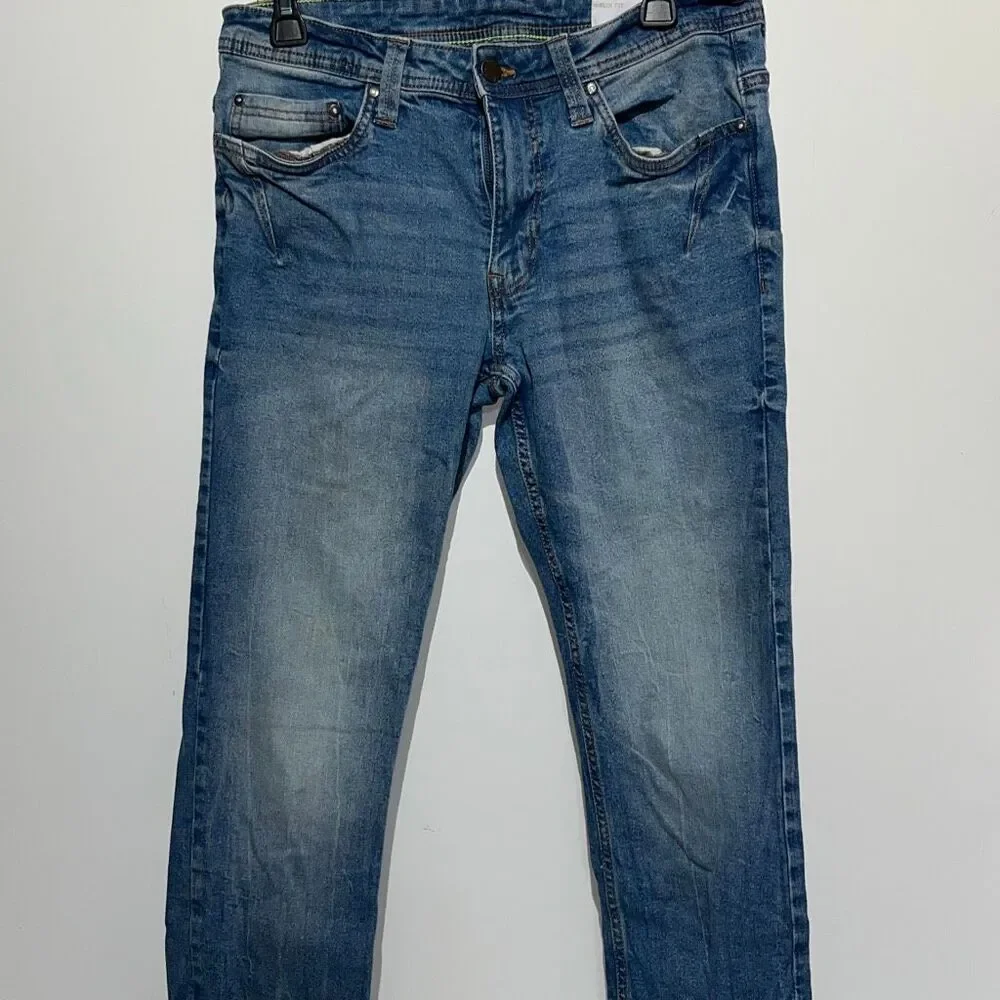 Six Lincoln Mens Blue Denim Stretch Slim Fit Skinny Jeans Medium Wash Size 30/32